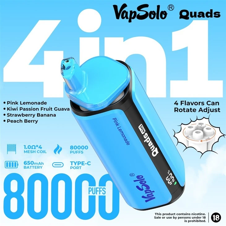 Vapsolo Quads 80k Puffs Bood Customize Nic Free 50 Mg Dark Knight Apex 26000 25000 Vape Watch Eu Pod Vape best