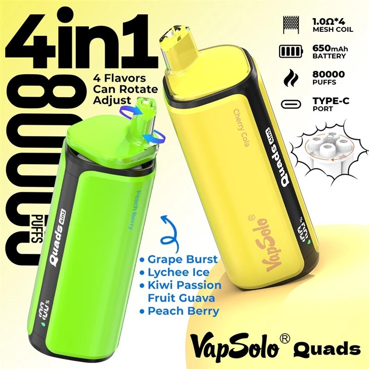 Vapsolo Quads 80k Puffs Bood Customize Nic Free 50 Mg Dark Knight Apex 26000 25000 Vape Watch Eu Pod Vape suppliers